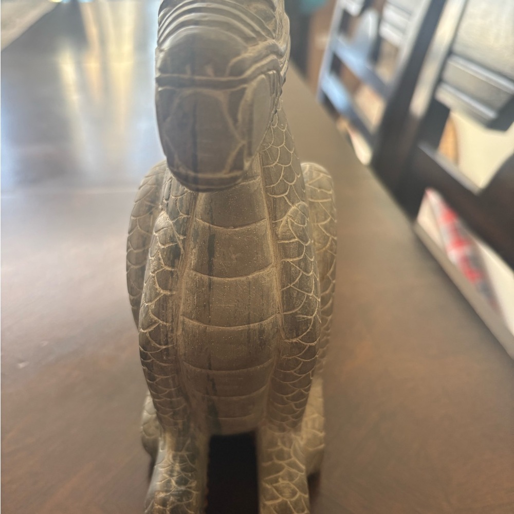 Hand Carved Stone Dragon Sculpture | Asian Style Guardian Figurine | Home Decor - Picture 3 of 4